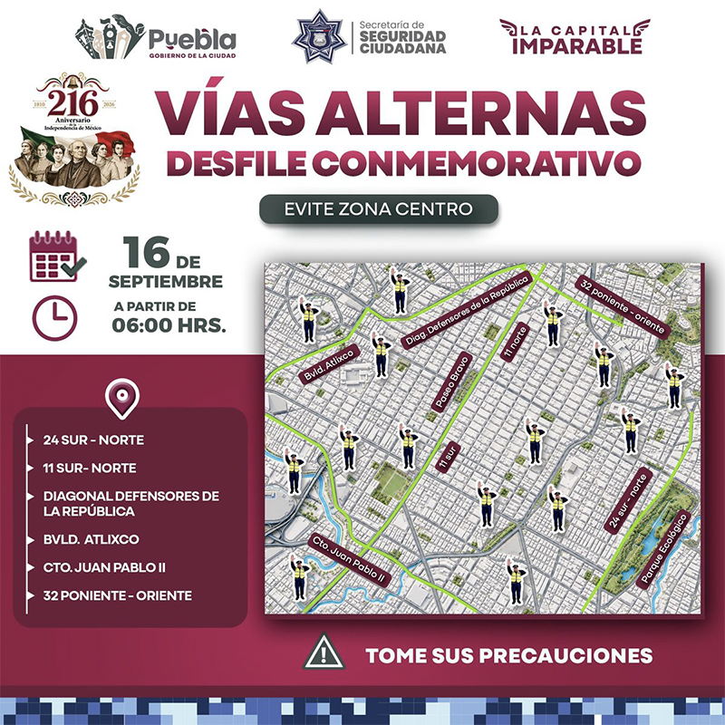 Cierres viales en Puebla